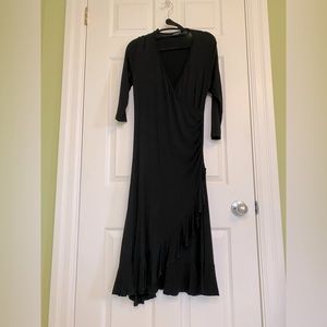 Stretchy black midi dress